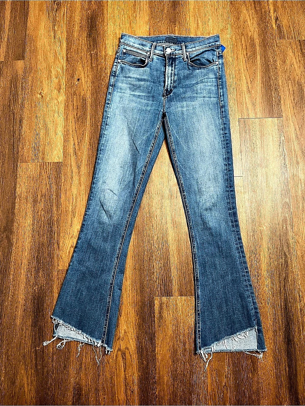 Mother The Runaway Step Fray Jeans in Blue Size 26
